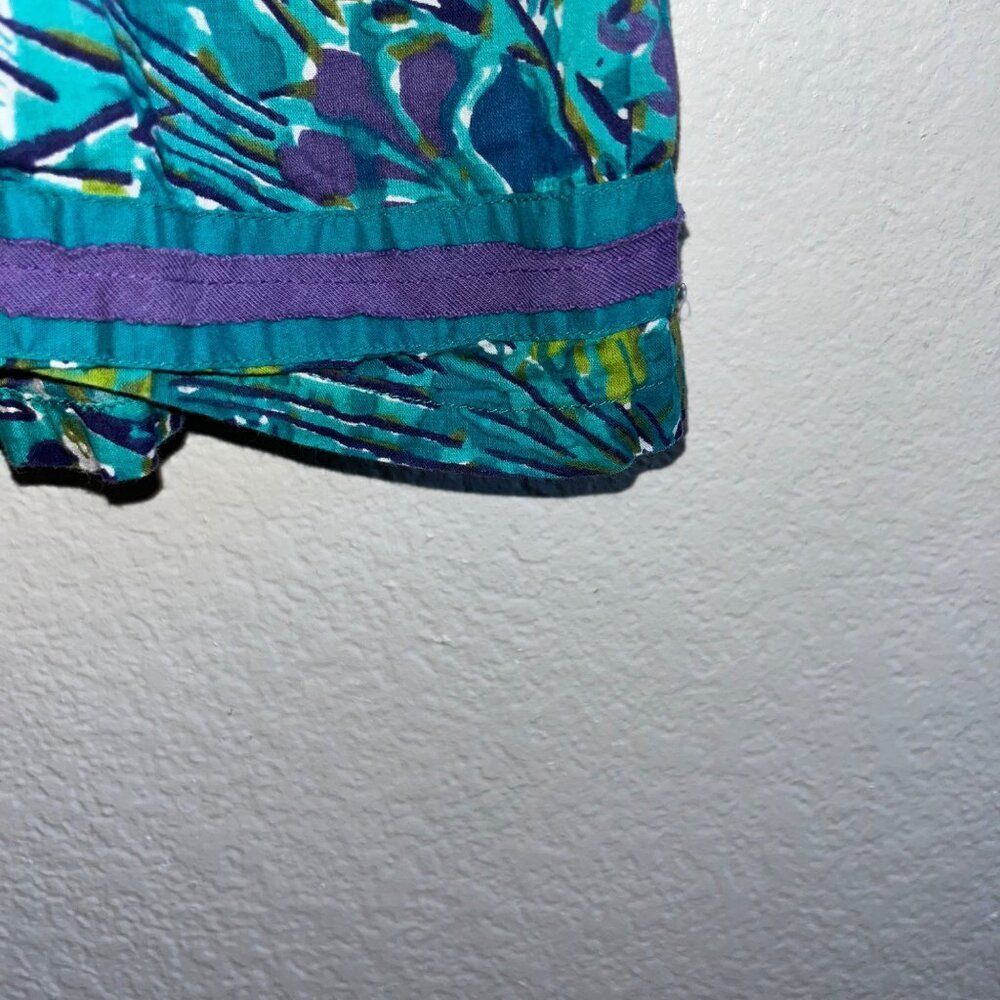 Biba Short Dress Kaftan Beach Cover Up V-Neck %100 Cotton Floral Print Size US M - Picture 9 of 9